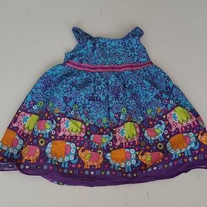 2T YOUNGLAND ELEPHANT COTTON DRESS purple blue pink girls